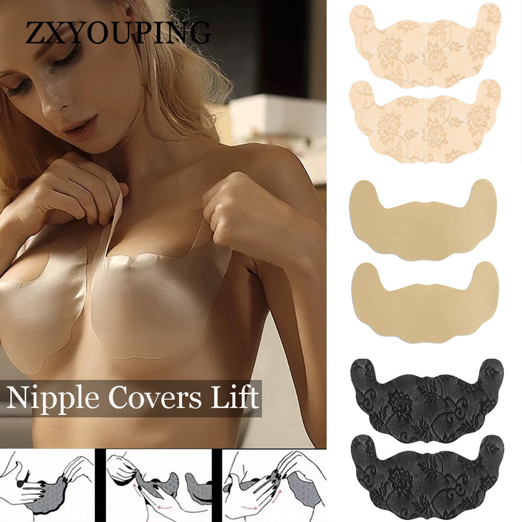 Strapless Bra Adhesive - 5 Paar Spitzen-Nippelabdeckungen, selbstklebendes Bruststraffungsband, Push-Up,